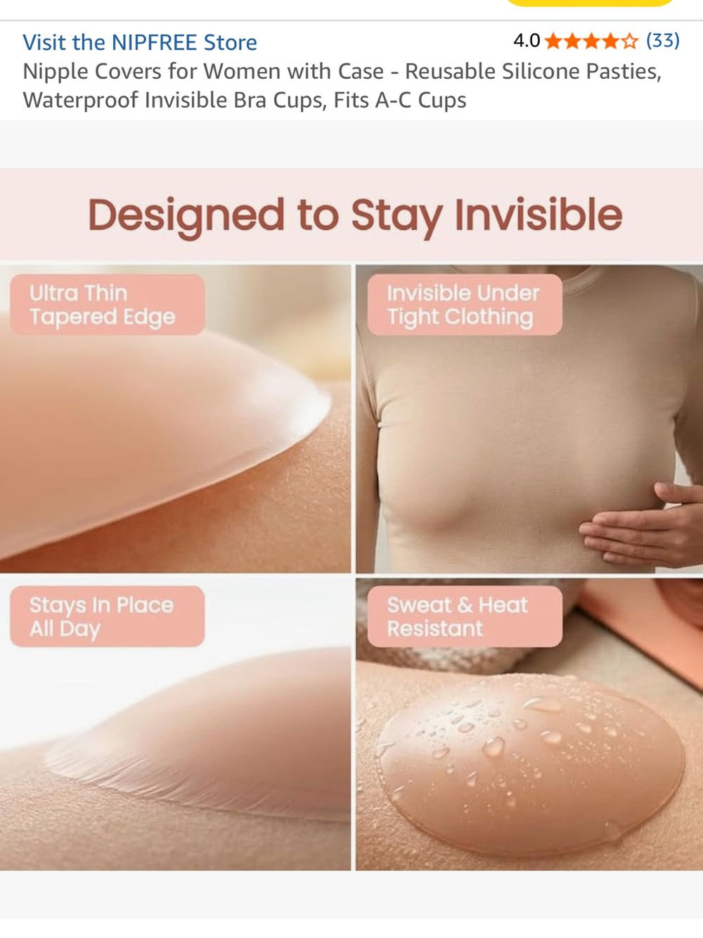 Reusable Silicone Nipple Covers for Women - Nude